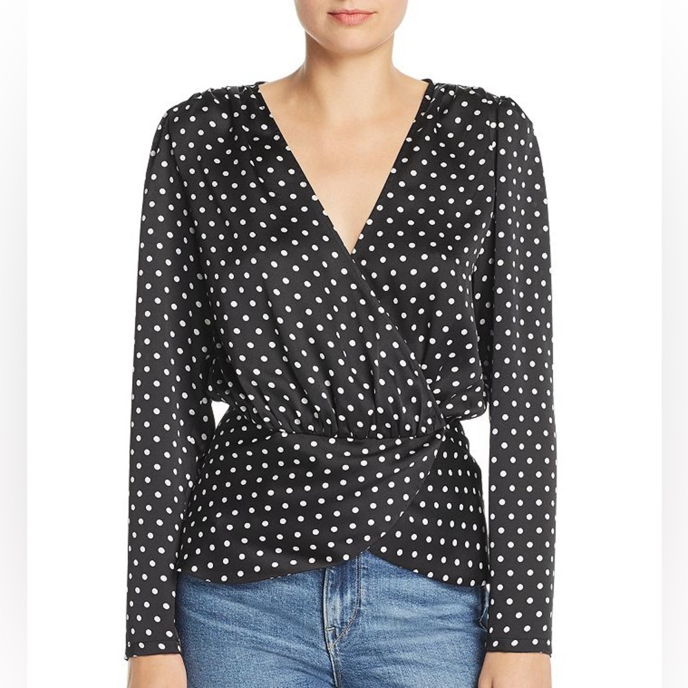 RONNY KOBO NAVY POLKA DOT PATTERN BLOUSE